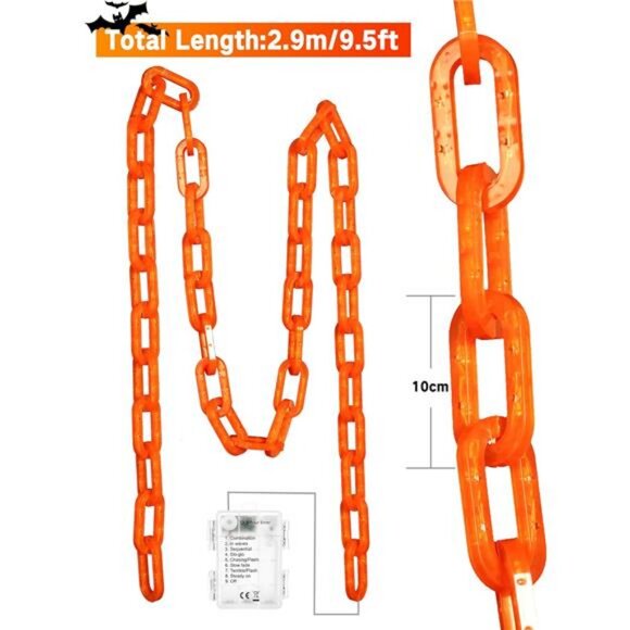 Halloween Decorations Battery String Lights - 10 Ft 160 LED Plastic Chain - Picture 3 of 7